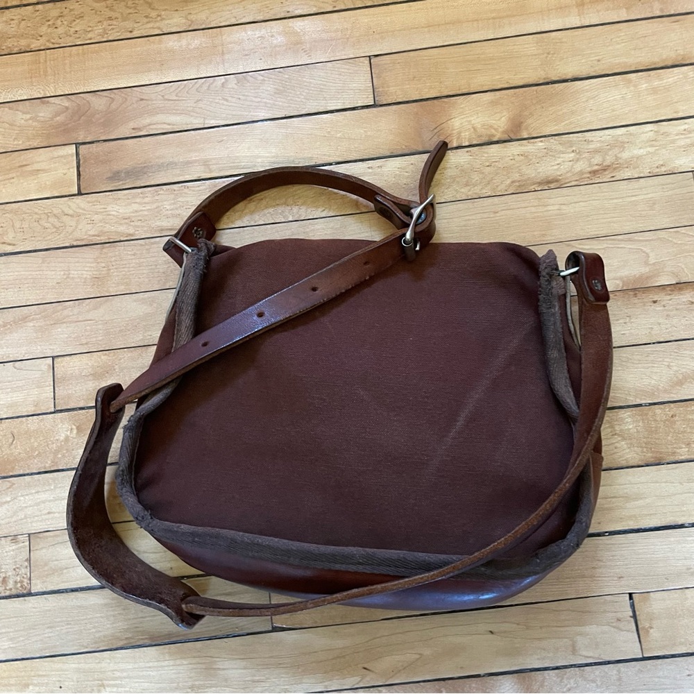 Duluth Pack Brown leather and canvas crossbody bag with adjustable strap - Picture 7 of 9